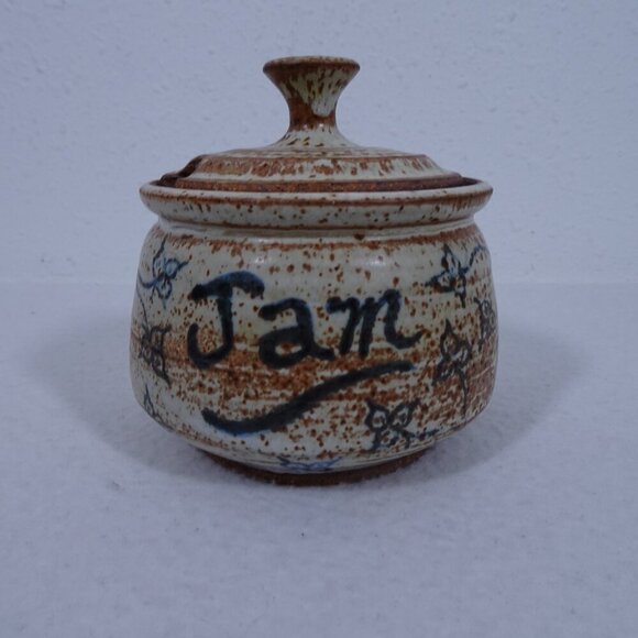 Vintage Studio Art Pottery Jam Jar Honey Pot Rustic Signed Farmhouse Country - Picture 2 of 9